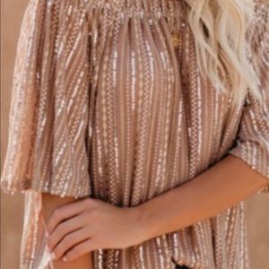 Vici Short Sleeve Sequin Top